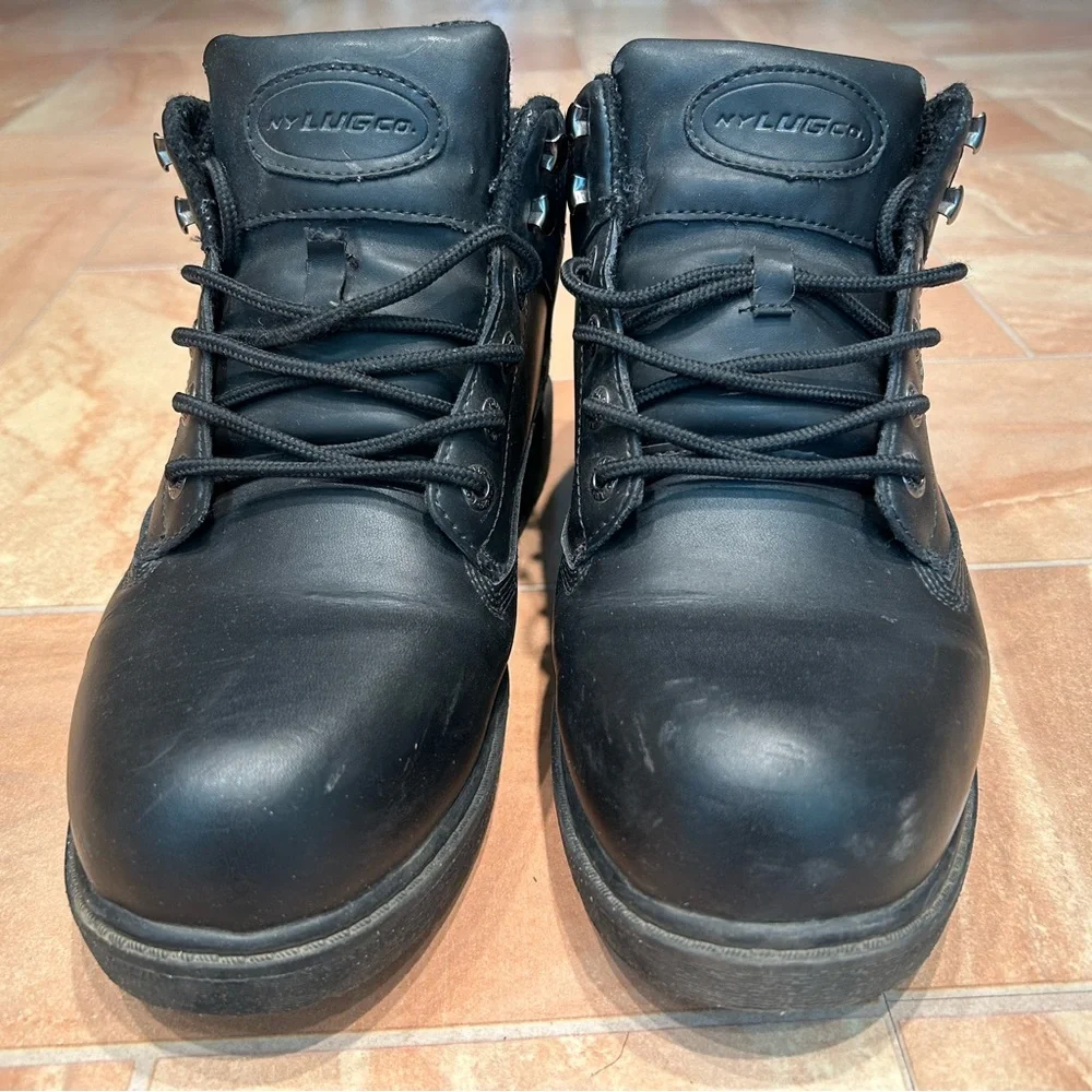 Lugz Men's Classic Black Chunky Leather Lace Up Boots